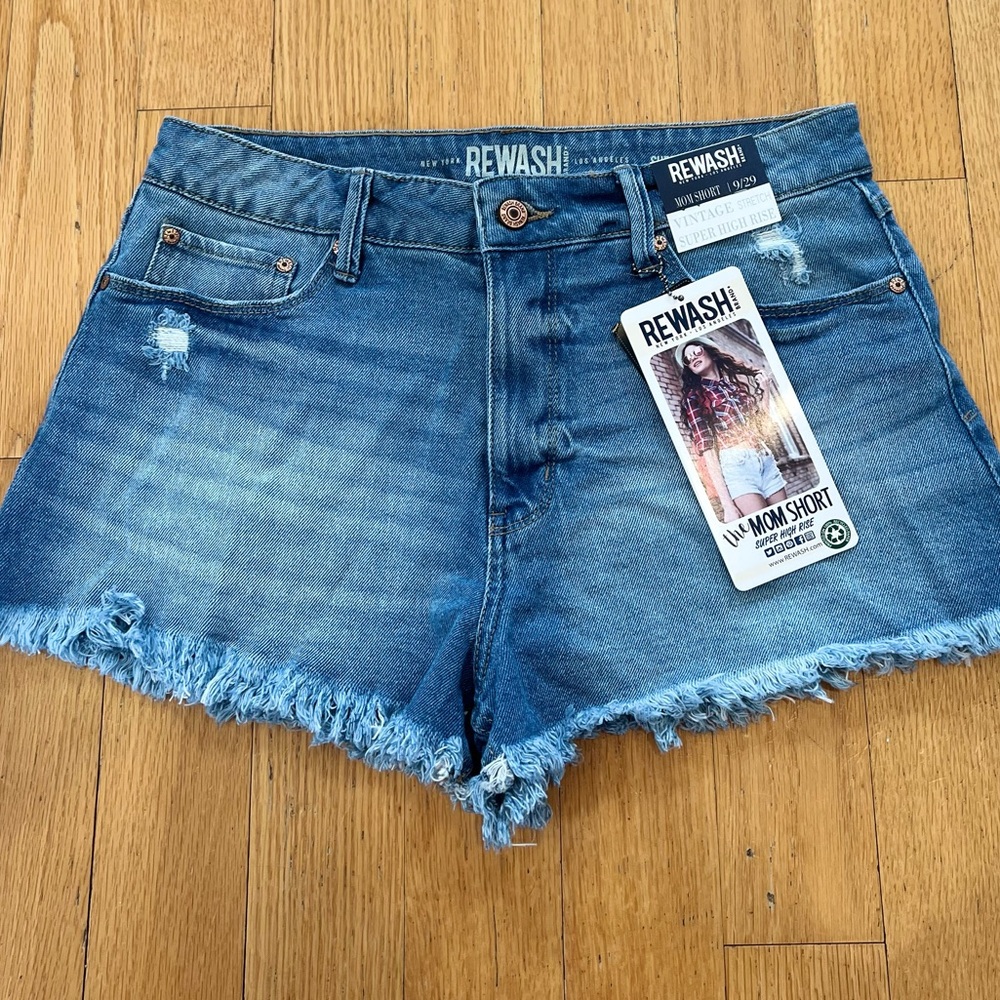 NEW WITH TAGS Rewash Women's Distressed Blue Jean Shorts